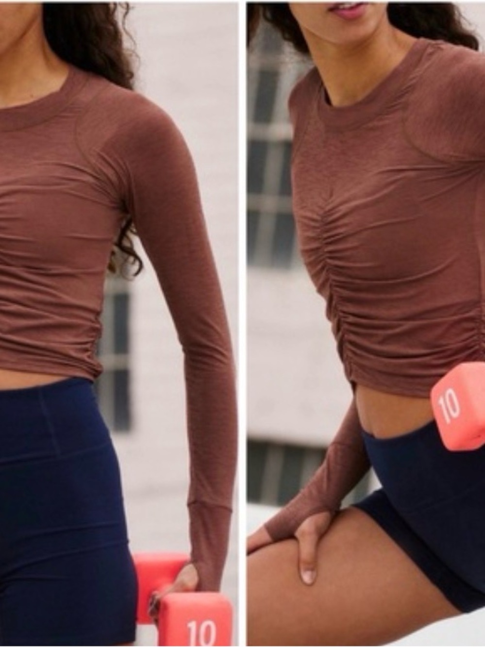 Free People Tempo Ruched Long Sleeve— Argan Oil